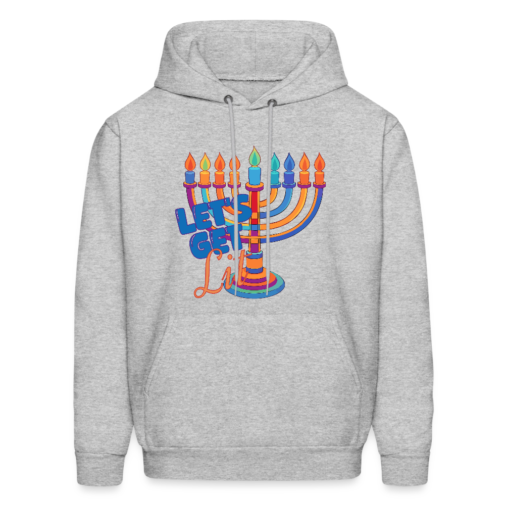 Let’s Get Lit Menorah Men's Hoodie - heather gray