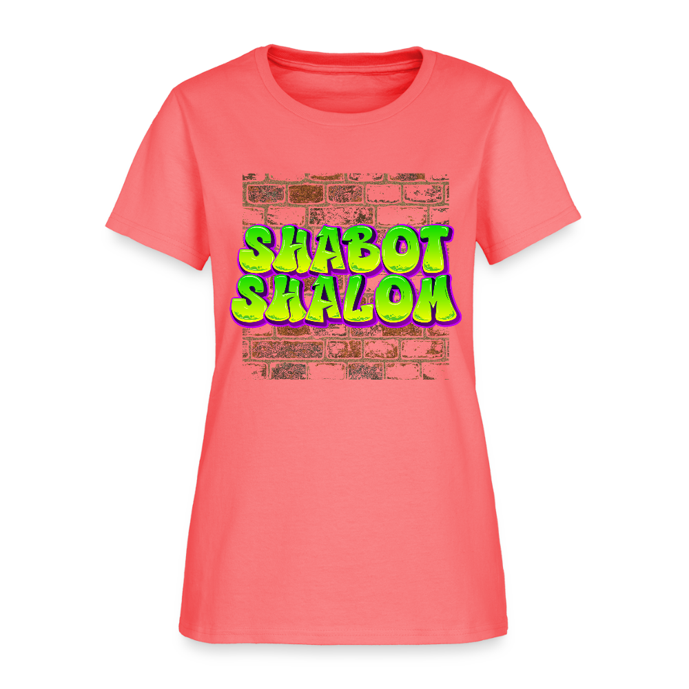 Shabot Shalom Brick 770 Graffiti Women's T-Shirt - coral