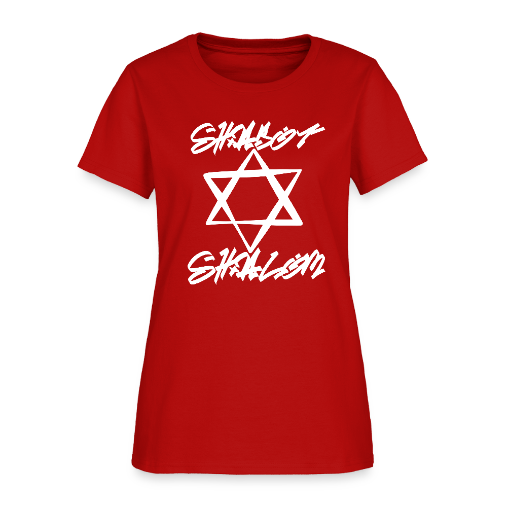 Shabbat Shalom Graffiti Light Star Women's T-Shirt - red