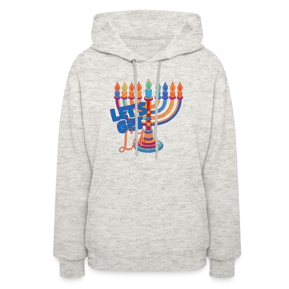 Let's Get Lit Menorah Women's Hoodie - heather oatmeal