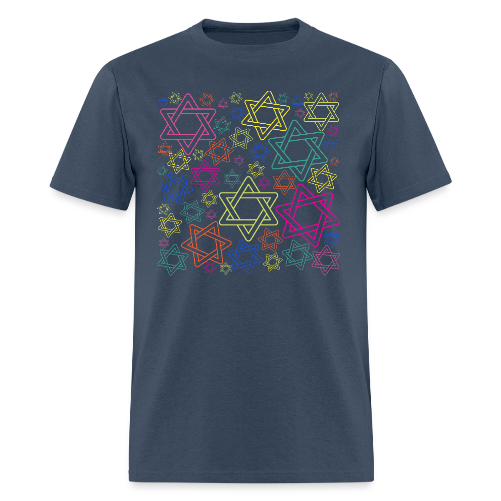 Neon Star of David Festival Men's T-Shirt | GILDAN 5000 -  blue dusk