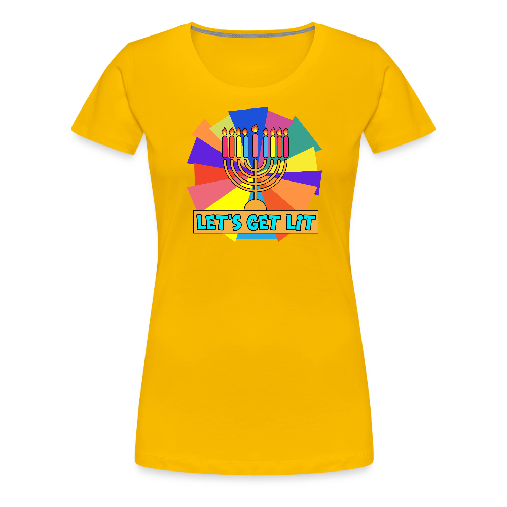 Glow & Get Lit Chanukah Menorah Women’s Premium T-Shirt - sun yellow