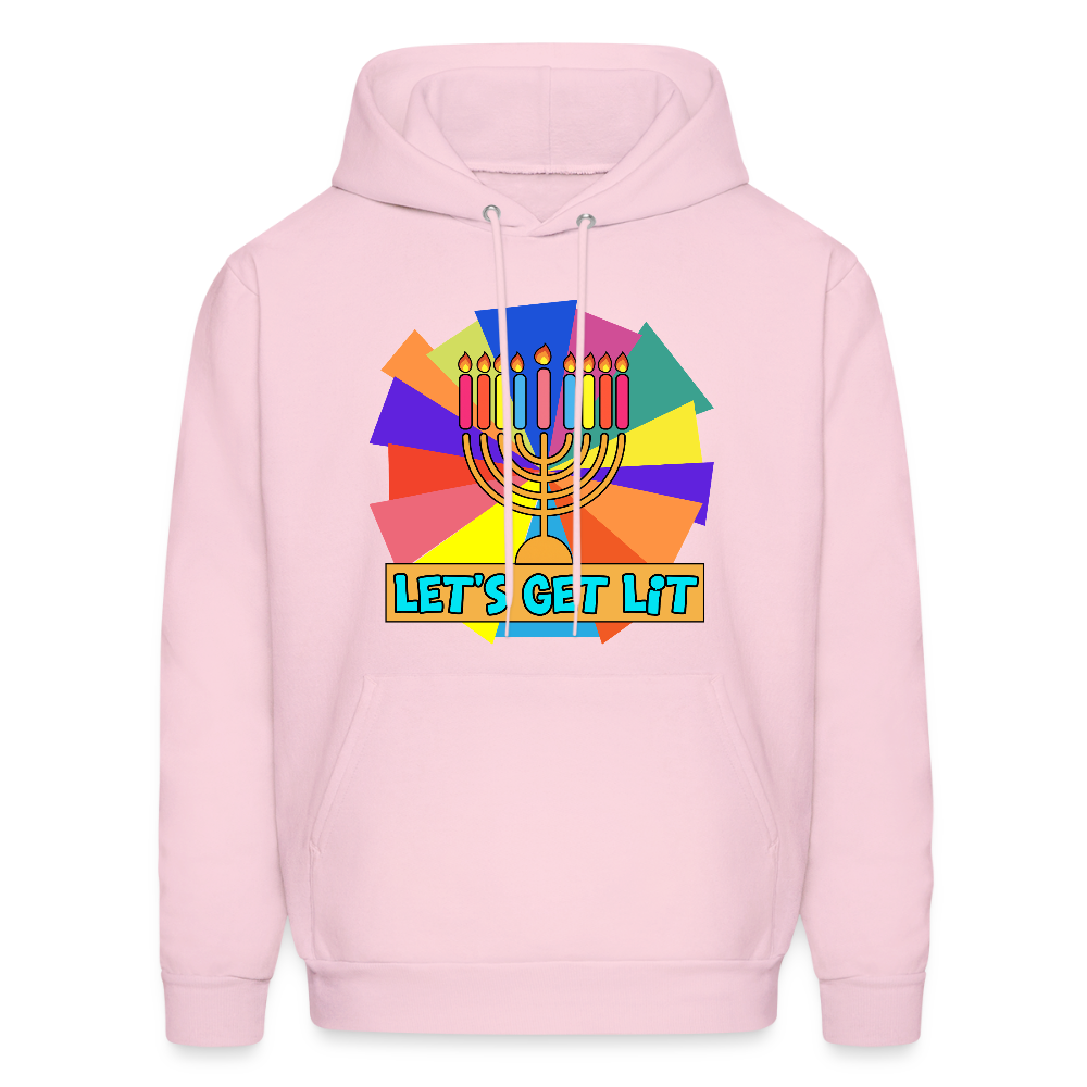 Glow & Get Lit Chanukah Menorah Men's Hoodie - pale pink