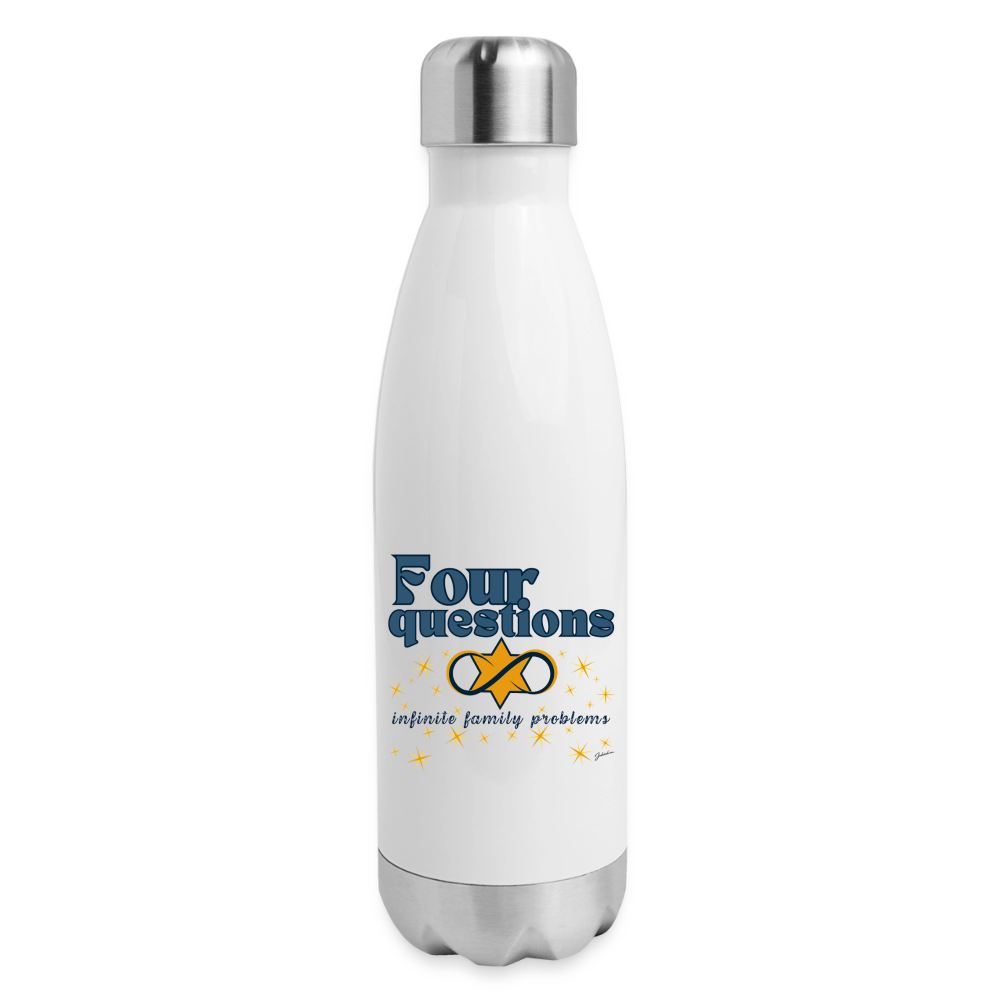 Four Questions Insulated Stainless Steel Water Bottle - white