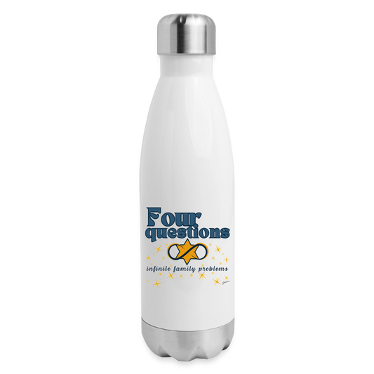 Four Questions Insulated Stainless Steel Water Bottle - white