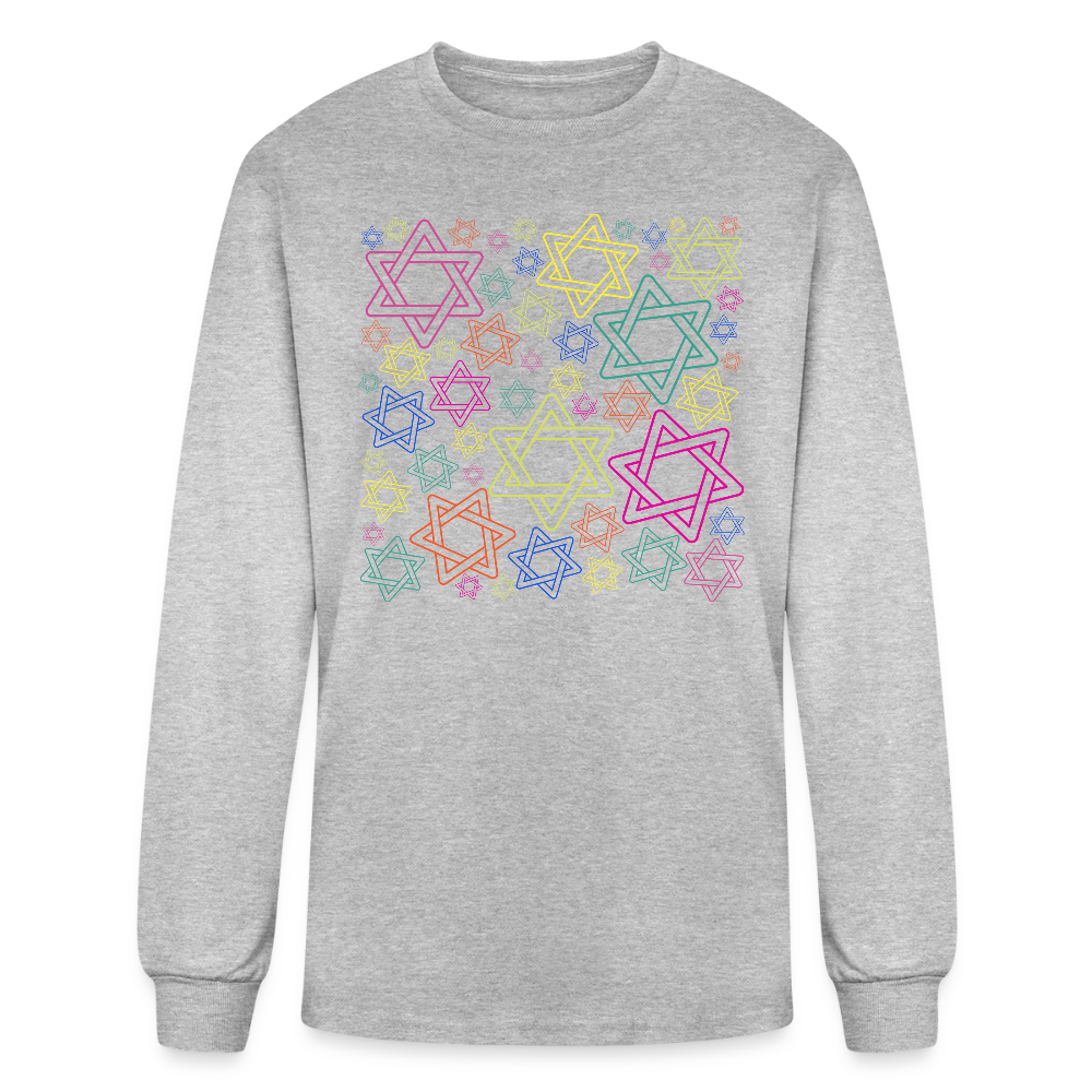 Neon Star of David Festival Men's Long Sleeve T-Shirt - heather gray