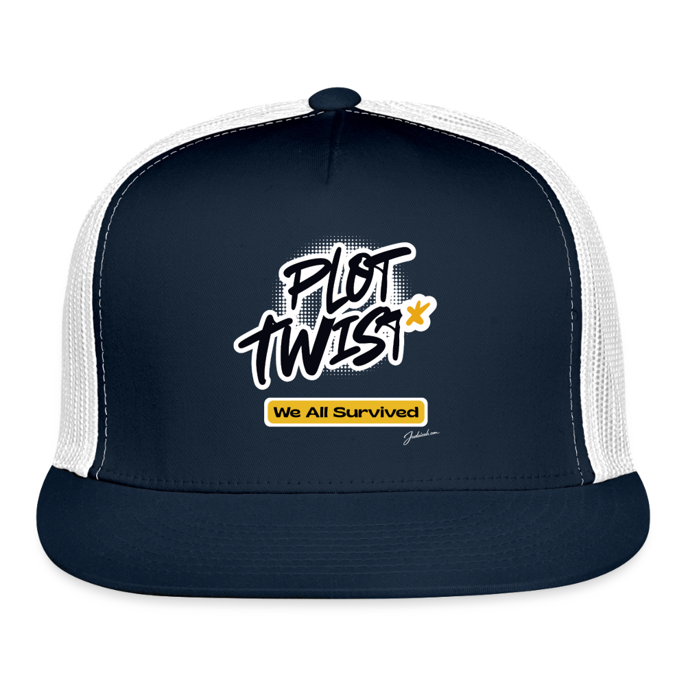 Plot Twist Trucker Hat - navy/white