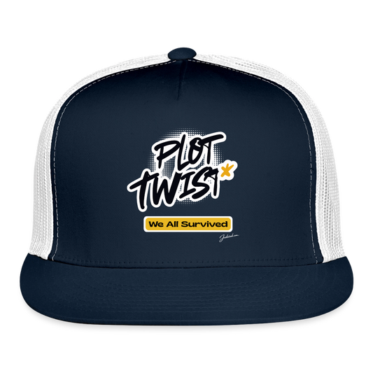 Plot Twist Trucker Hat - navy/white