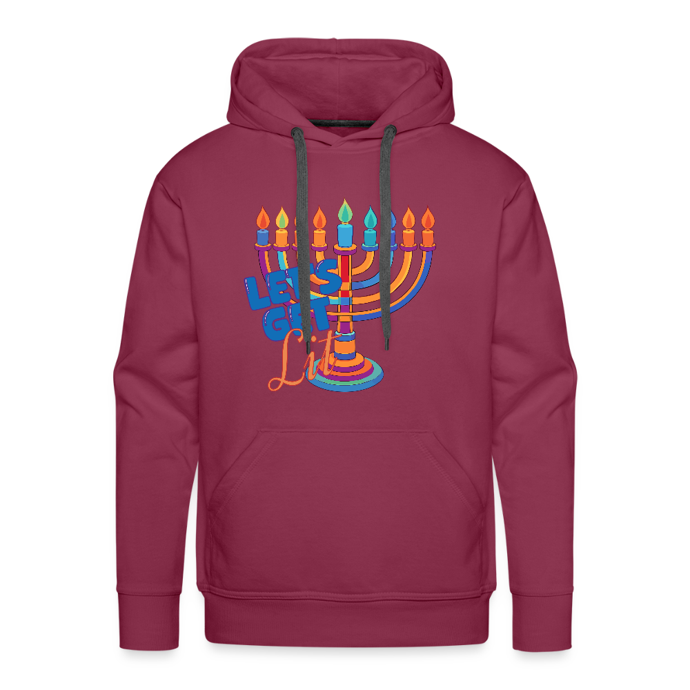 Let's Get Lit Menorah Men’s Premium Hoodie - burgundy