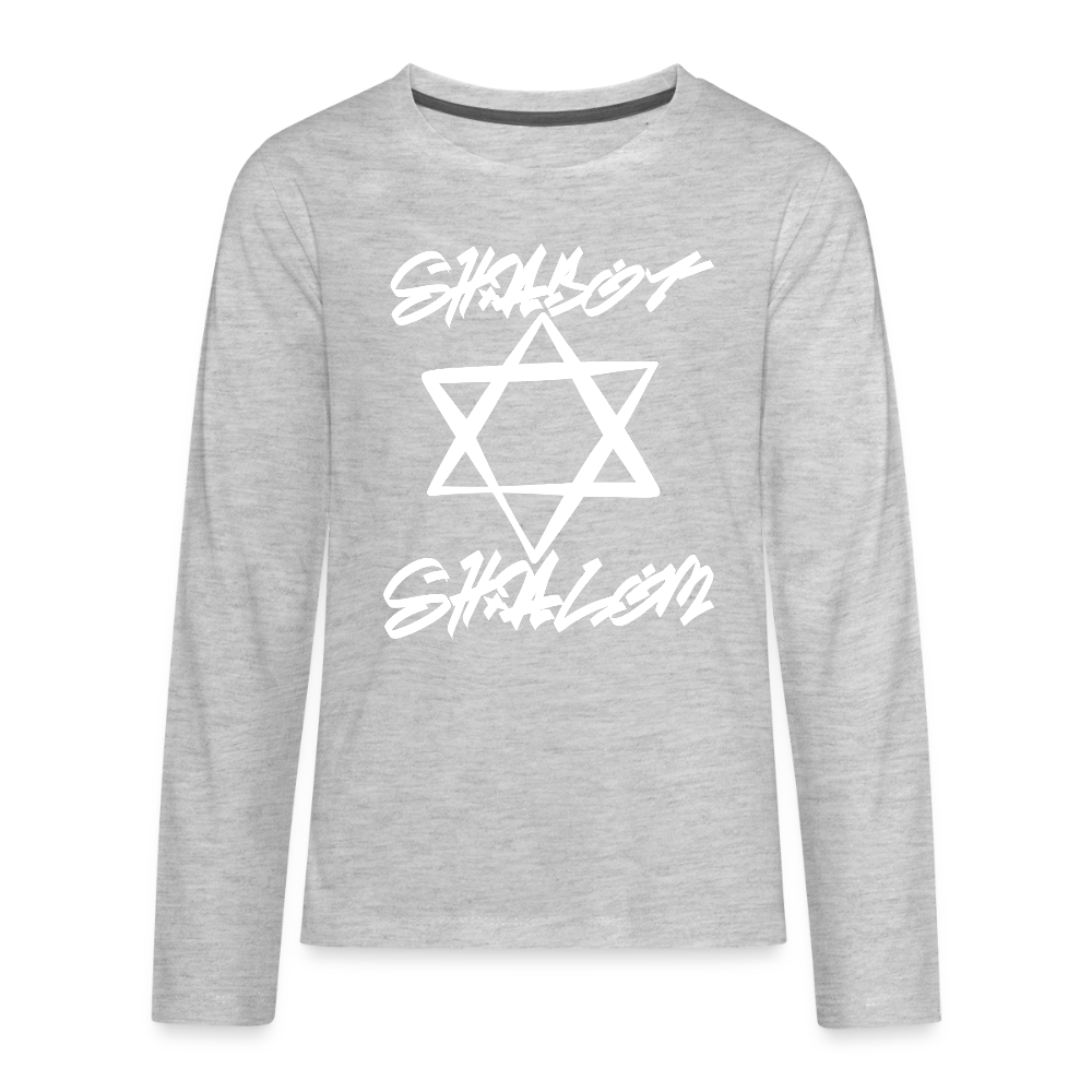 Shabbat Shalom Graffiti Light Star Kids' Premium Long Sleeve T-Shirt - heather gray