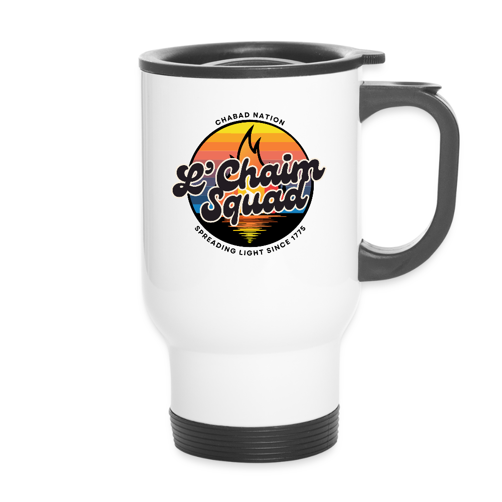 L’Chaim Squad – Spreading Light Travel Mug - white