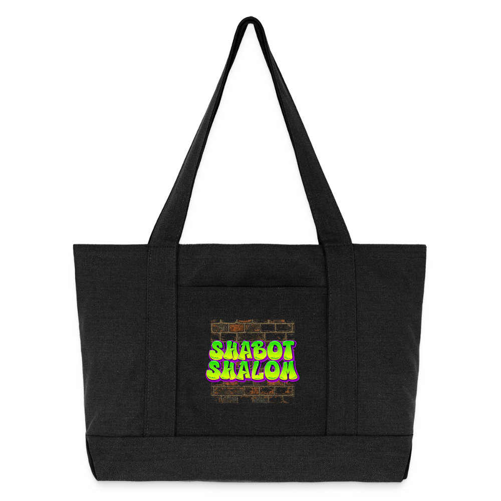 Shabot Shalom Brick 770 Graffiti Cotton Pigment Dyed Tote Bag - washed black