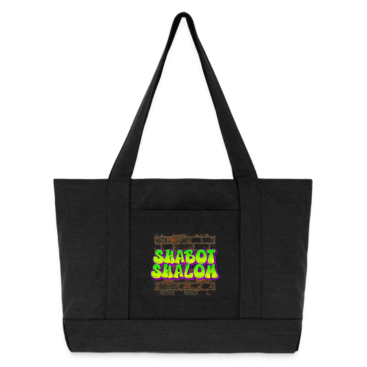 Shabot Shalom Brick 770 Graffiti Cotton Pigment Dyed Tote Bag - washed black