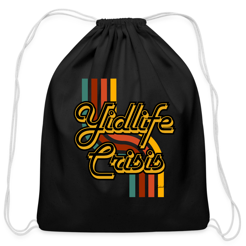 Yidlife Crisis Cotton Drawstring Bag - black
