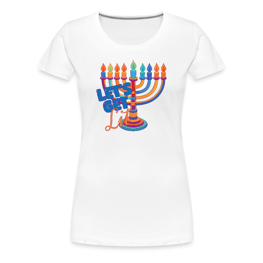 Let's Get Lit Menorah Women’s Premium T-Shirt - white