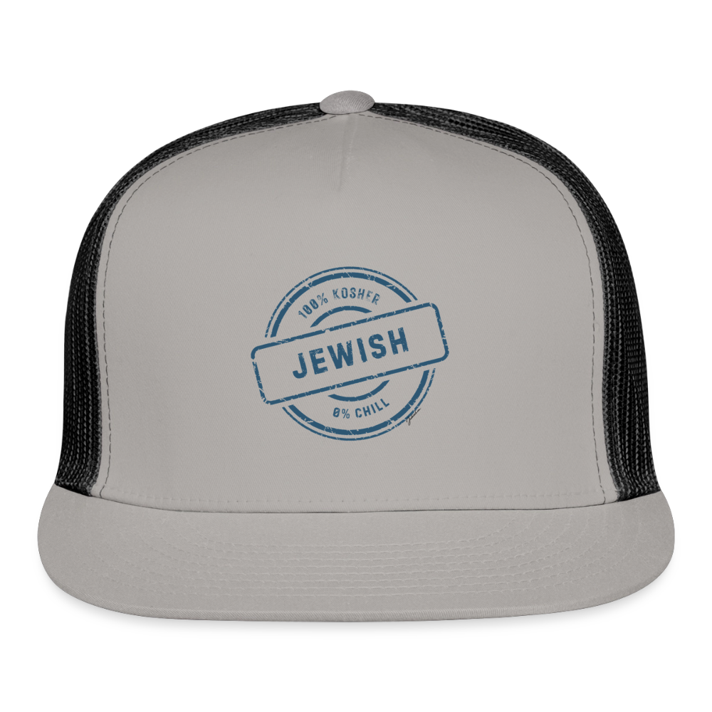 100% Jewish Trucker Hat - gray/black