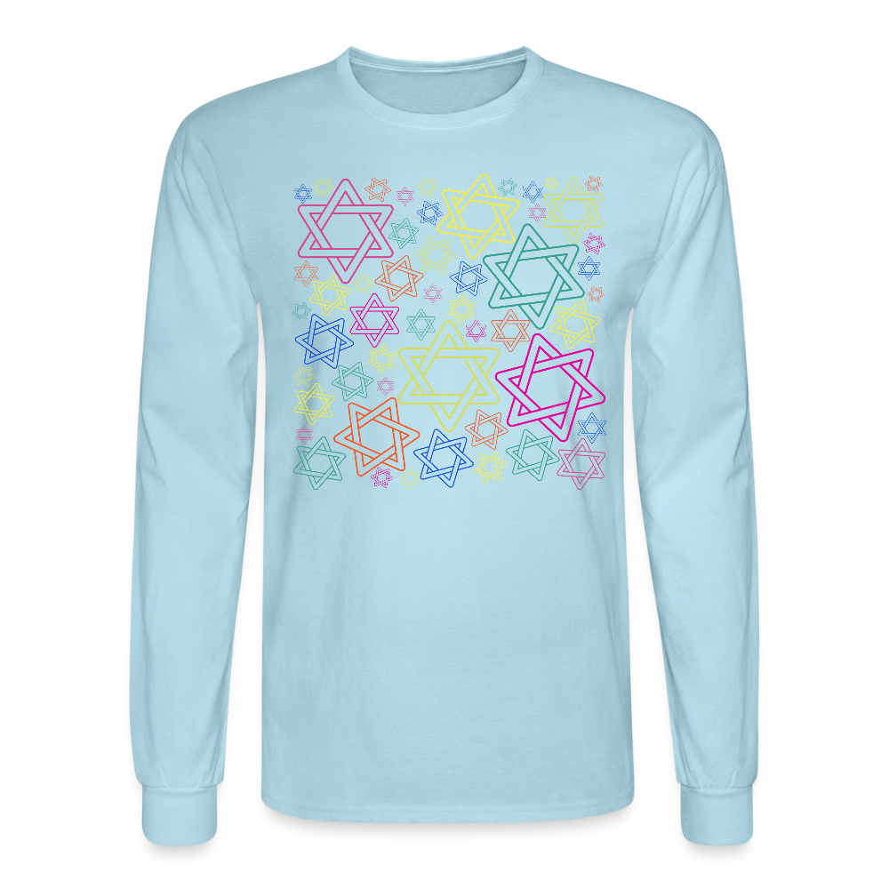Neon Star of David Festival Men's Long Sleeve T-Shirt - powder blue