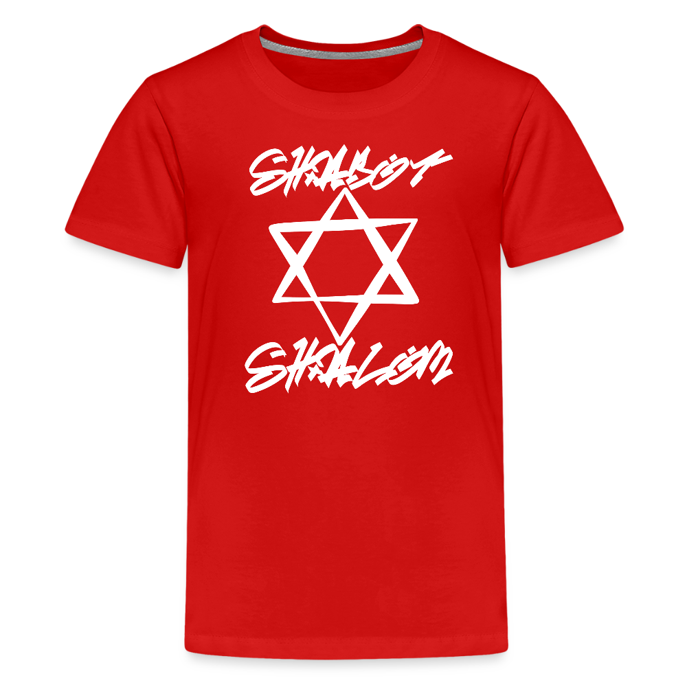 Shabbat Shalom Graffiti Light Star Kids' Premium T-Shirt - red