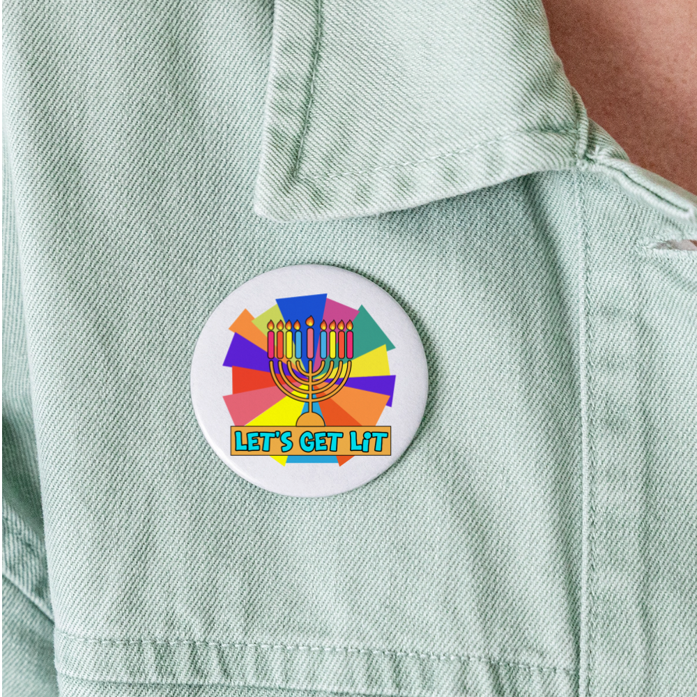 Glow & Get Lit Chanukah Menorah Buttons large 2.2'' (5-pack) - white