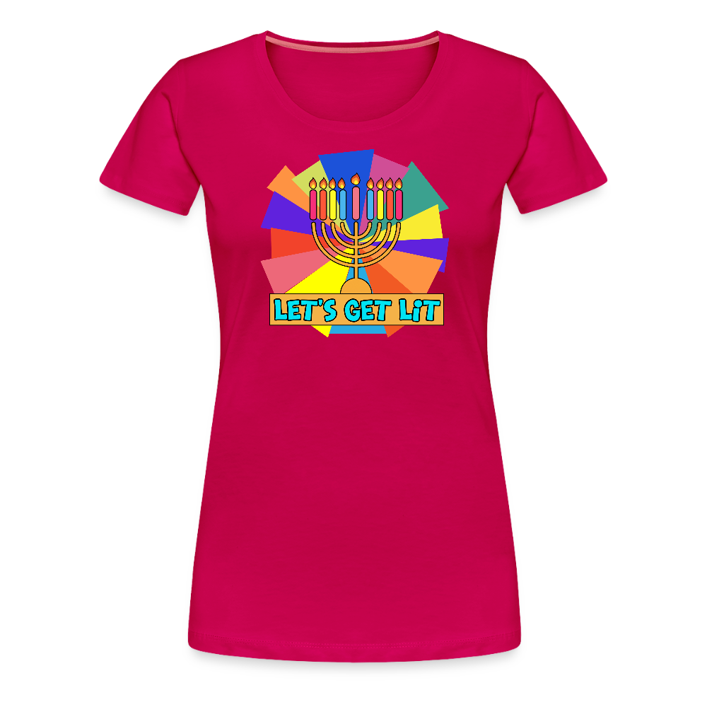 Glow & Get Lit Chanukah Menorah Women’s Premium T-Shirt - dark pink