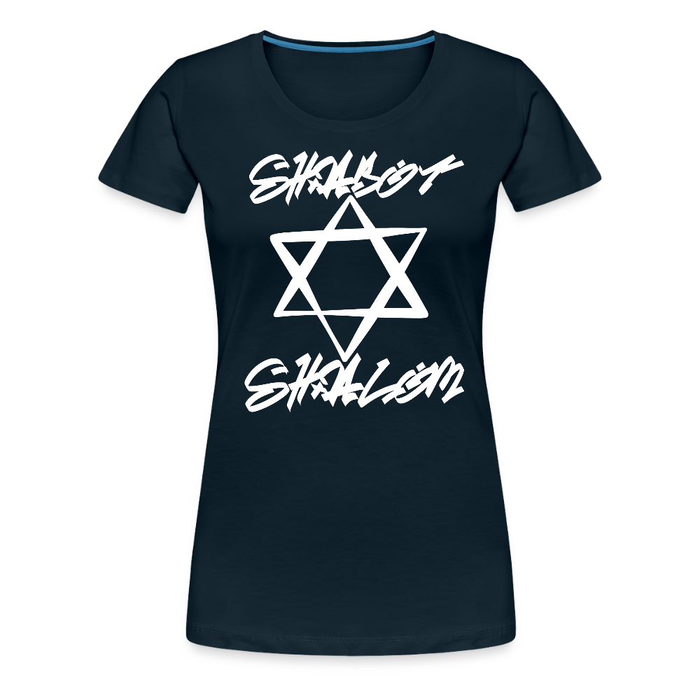 Shabbat Shalom Graffiti Light Star Women’s Premium T-Shirt - deep navy