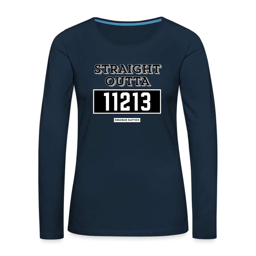 Straight Outta 11213 Women's Premium Long Sleeve T-Shirt - deep navy