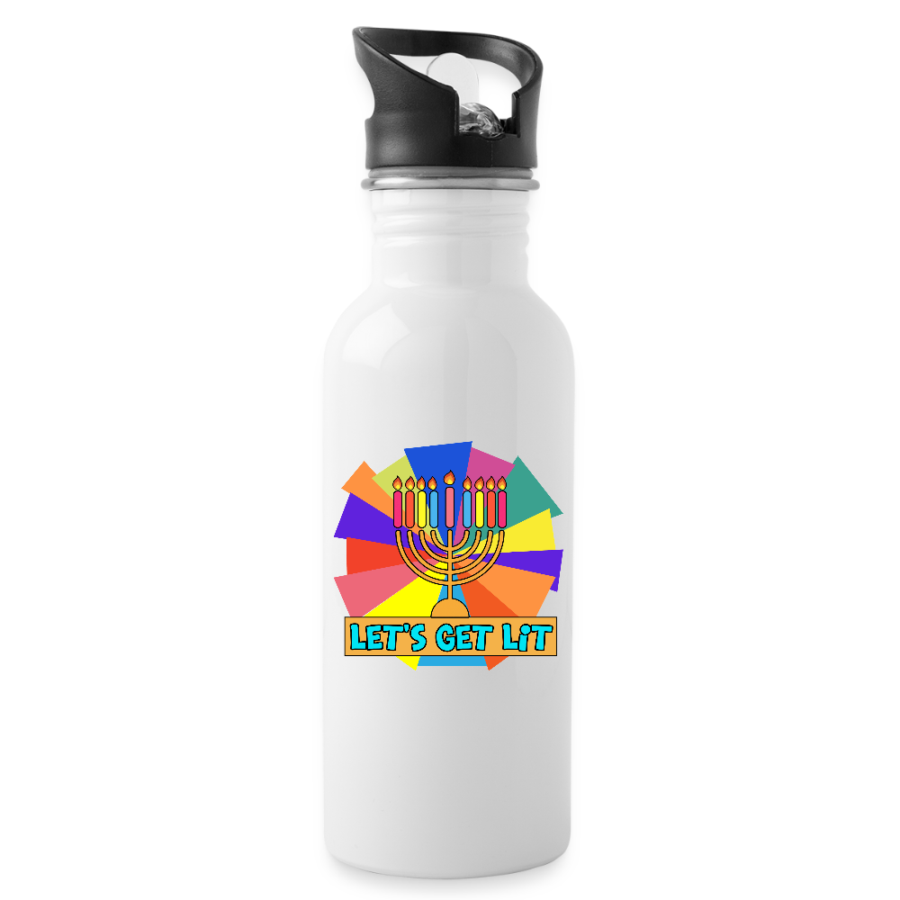 Glow & Get Lit Chanukah Menorah Water Bottle - white