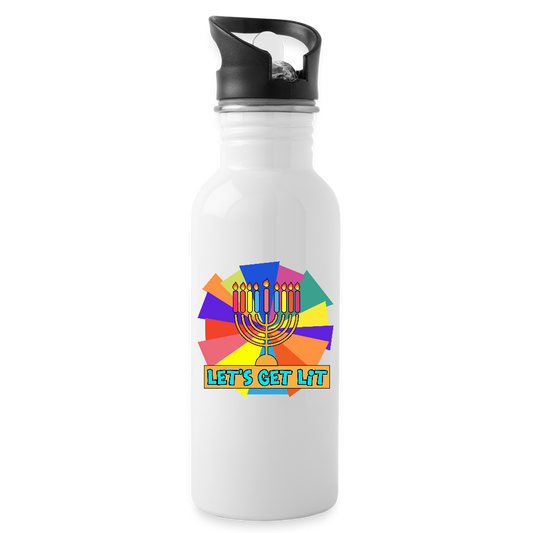 Glow & Get Lit Chanukah Menorah Water Bottle - white