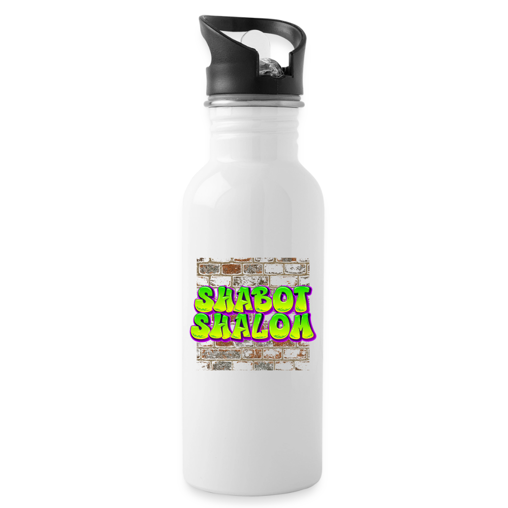 Shabot Shalom Brick 770 Graffiti Water Bottle - white