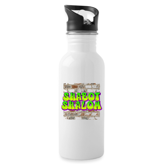 Shabot Shalom Brick 770 Graffiti Water Bottle - white