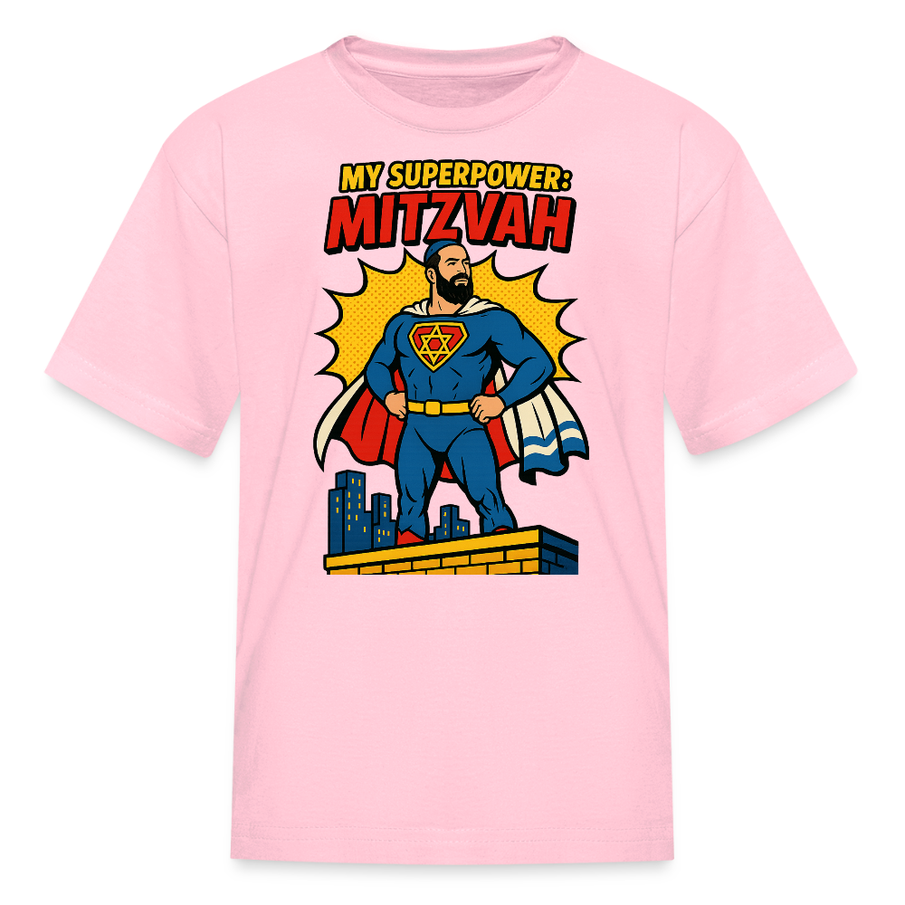 My Superpower: Mitzvah Kids' T-Shirt - pink