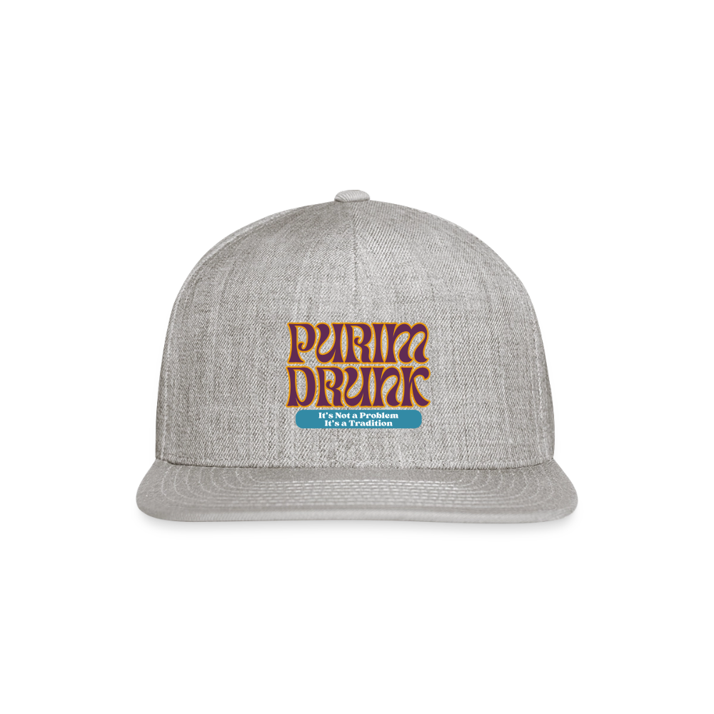 Purim Drunk Snapback Baseball Cap - heather gray
