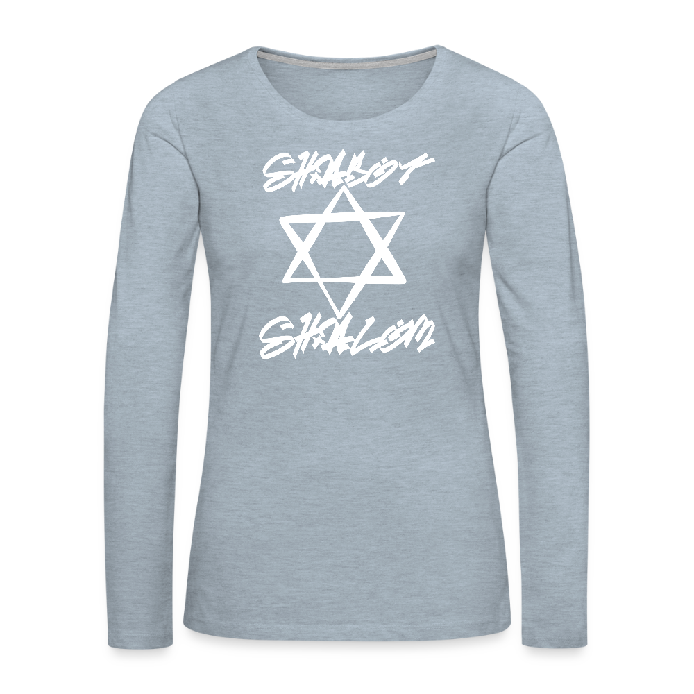 Shabbat Shalom Graffiti Light Star Women's Premium Long Sleeve T-Shirt - heather ice blue