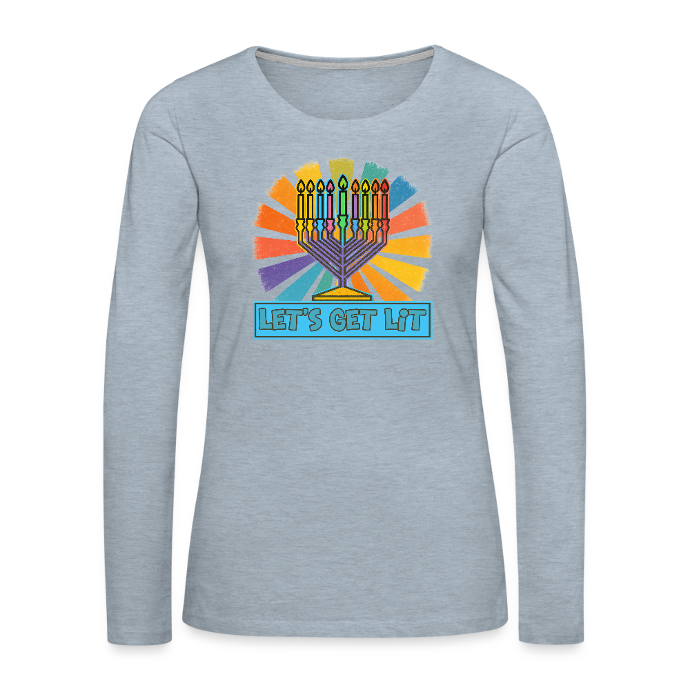 Radiant Retro Let's Get Lit Women's Premium Long Sleeve T-Shirt - heather ice blue