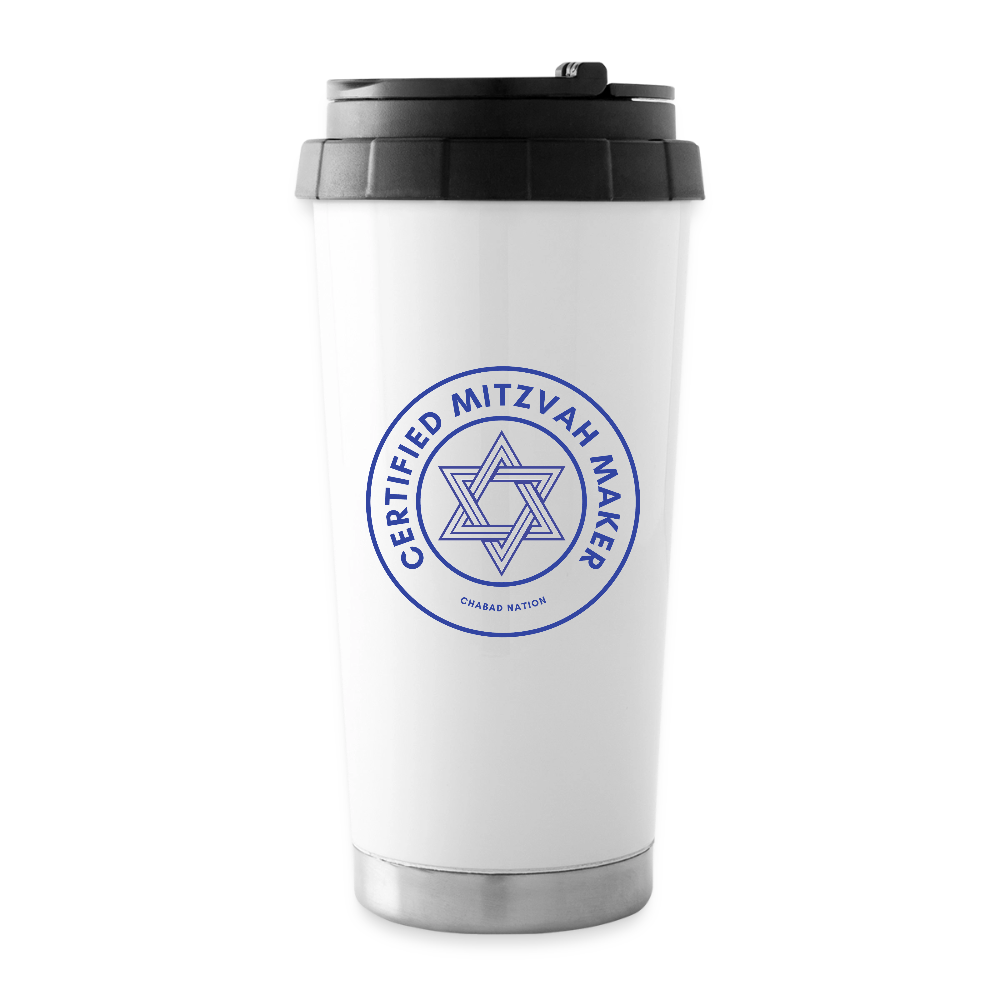 Certified Mitzvah Maker 16 oz Travel Mug - white
