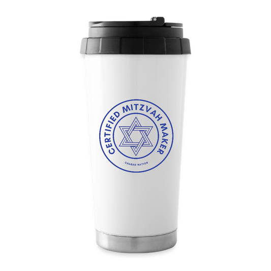 Certified Mitzvah Maker 16 oz Travel Mug - white