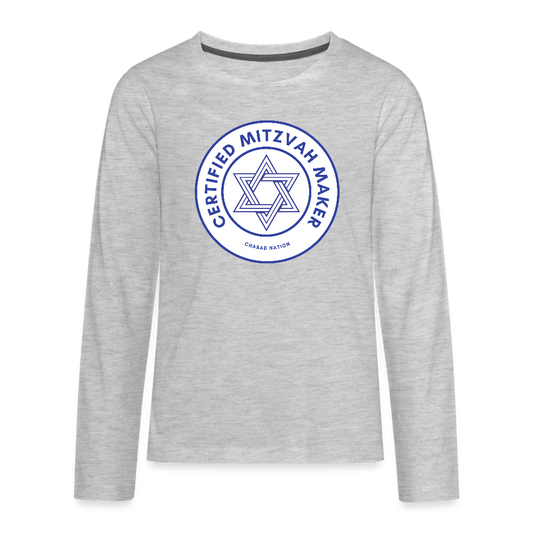 Certified Mitzvah Maker Kids' Premium Long Sleeve T-Shirt - heather gray