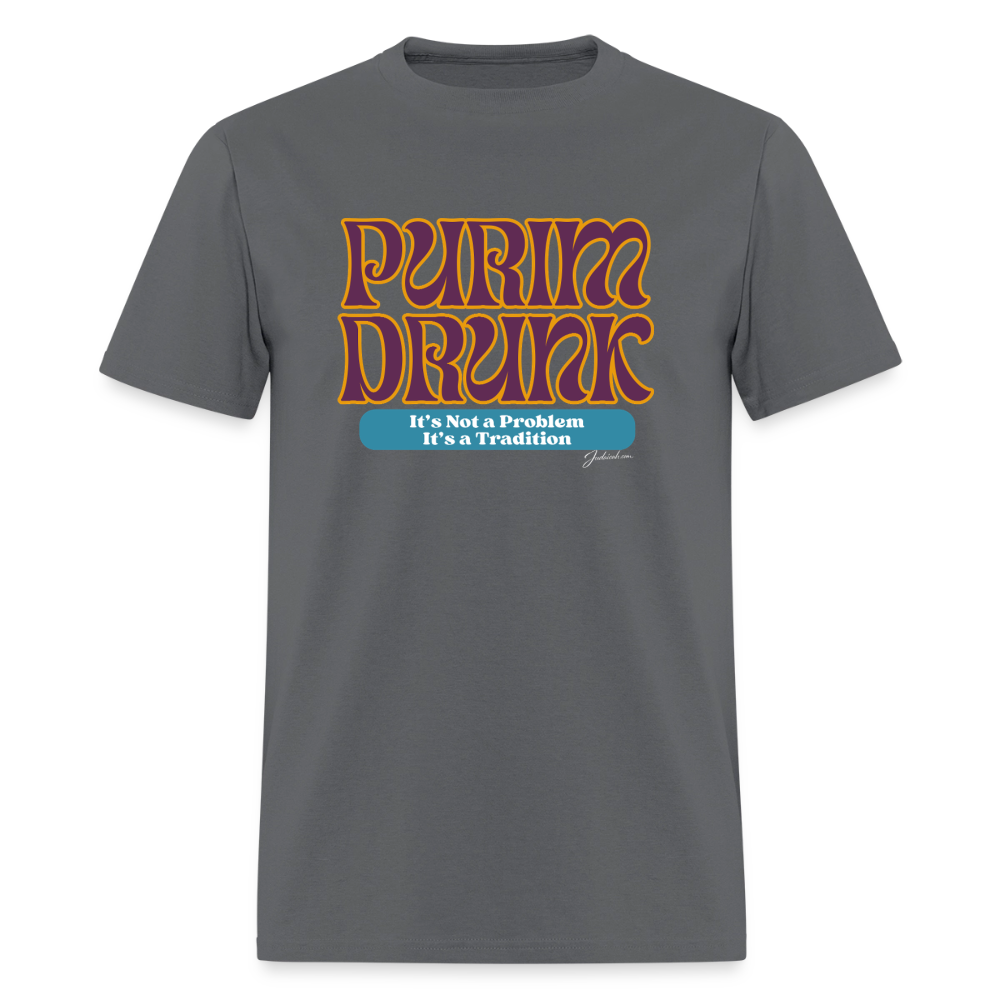 Purim Drunk Men's T-Shirt | GILDAN 5000 - charcoal