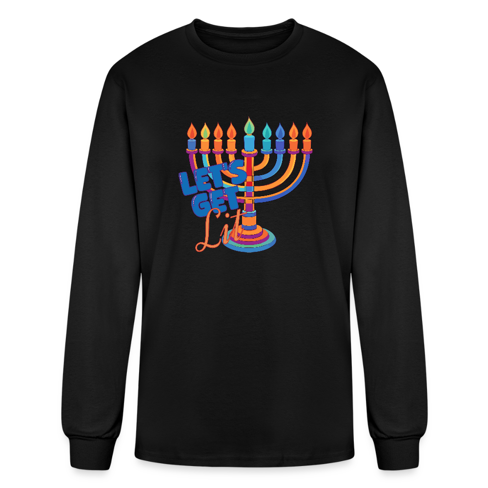 Let's Get Lit Menorah Men's Long Sleeve T-Shirt - black
