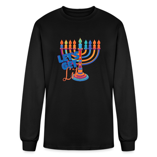 Let's Get Lit Menorah Men's Long Sleeve T-Shirt - black