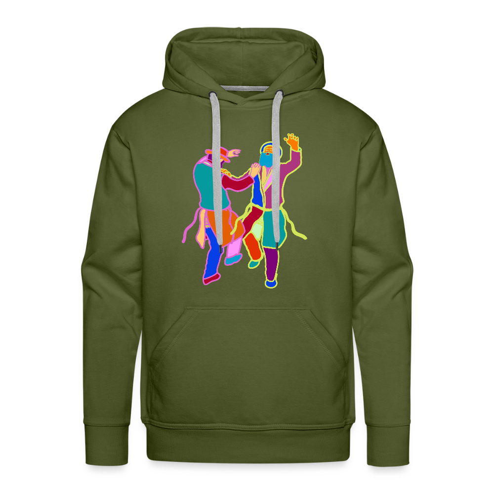 Colorful Dancing Rabbis Men’s Premium Hoodie - olive green