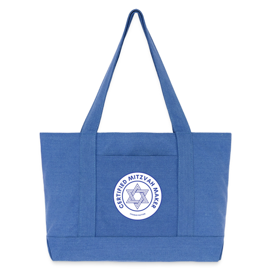 Certified Mitzvah Maker Cotton Pigment Dyed Tote Bag - periwinkle blue