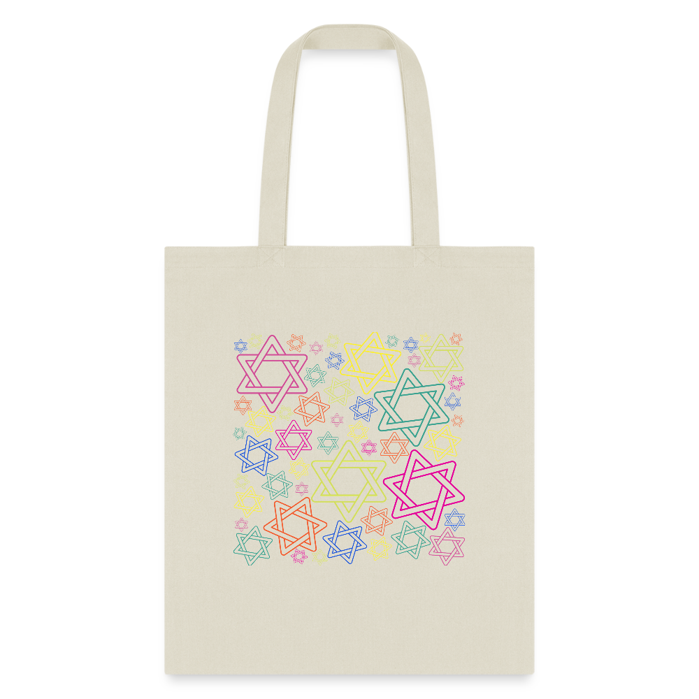 Neon Star of David Festival Tote Bag - natural