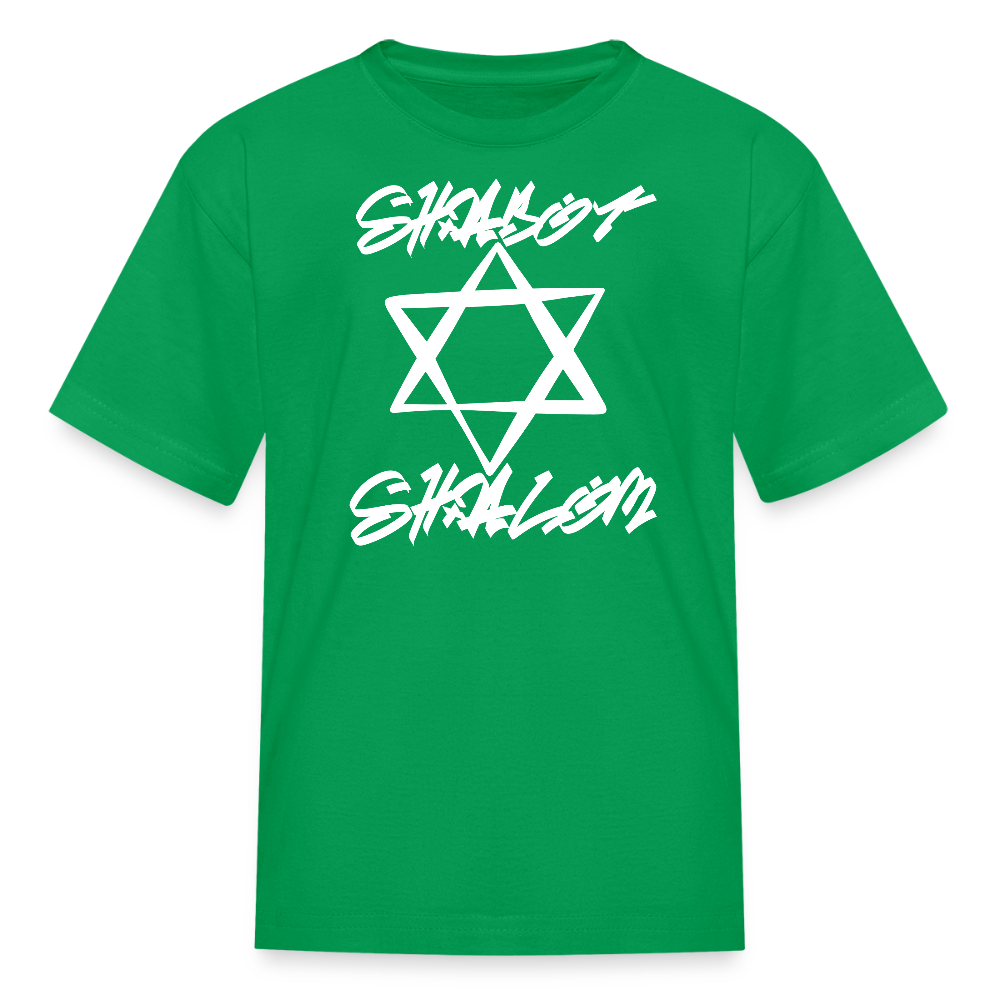 Shabbat Shalom Graffiti Light Star Kids' T-Shirt - kelly green