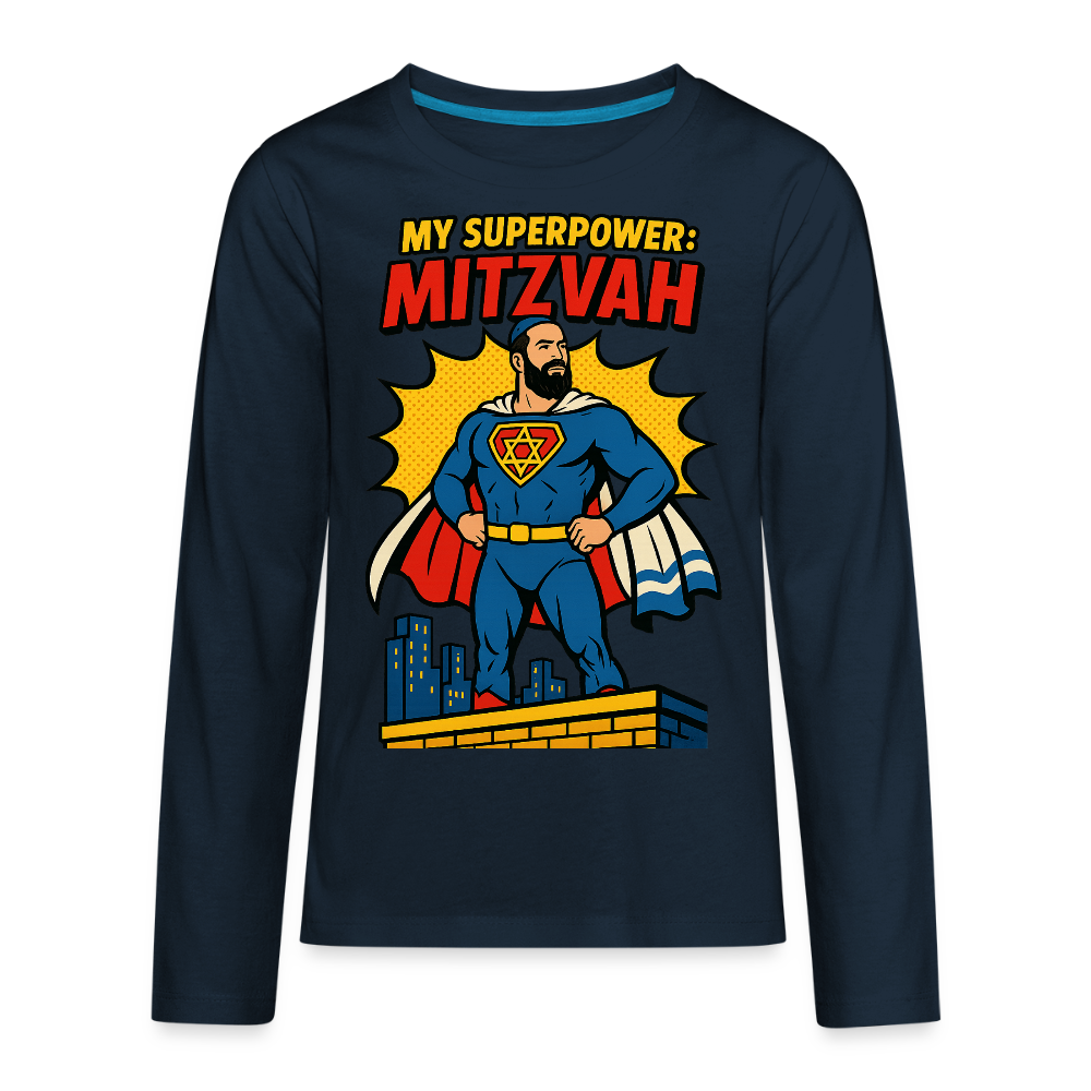 My Superpower: Mitzvah Kids' Premium Long Sleeve T-Shirt - deep navy