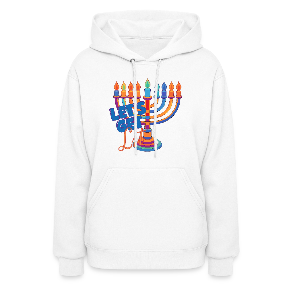 Let's Get Lit Menorah Women's Hoodie - white