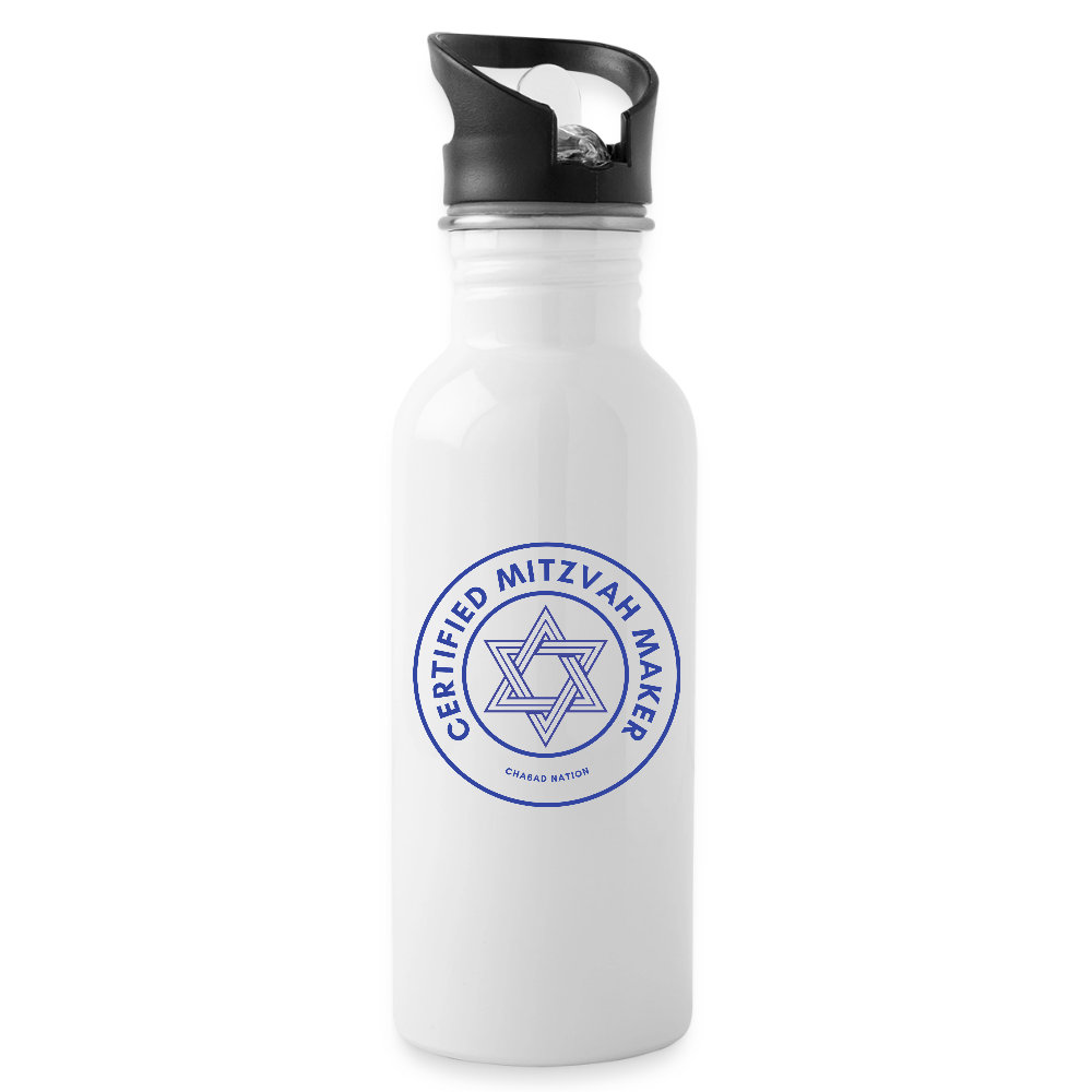 Certified Mitzvah Maker Water Bottle - white