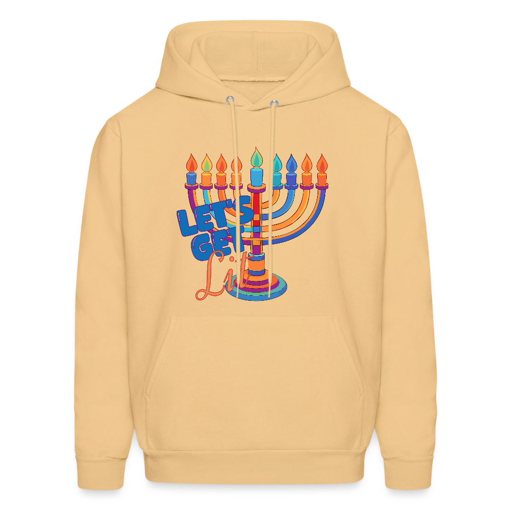 Let’s Get Lit Menorah Men's Hoodie - light gold 