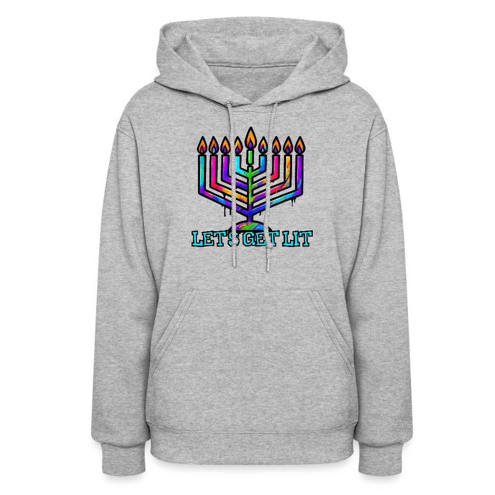 Let's Get Lit Chabad Menorah Women's Hoodie - heather gray
