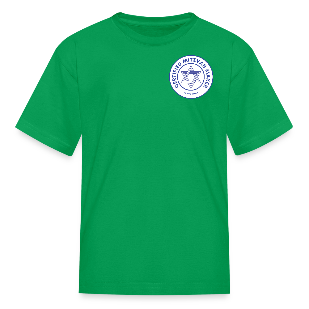 Certified Mitzvah Maker Badge Kids' T-Shirt - kelly green